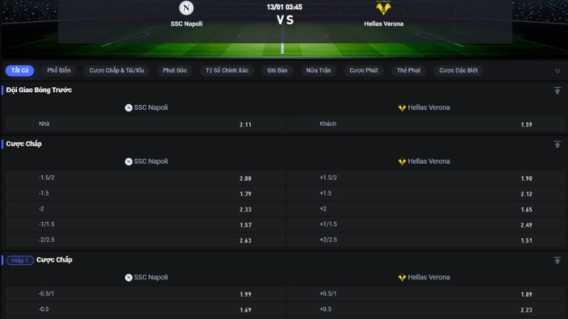 Napoli vs Verona