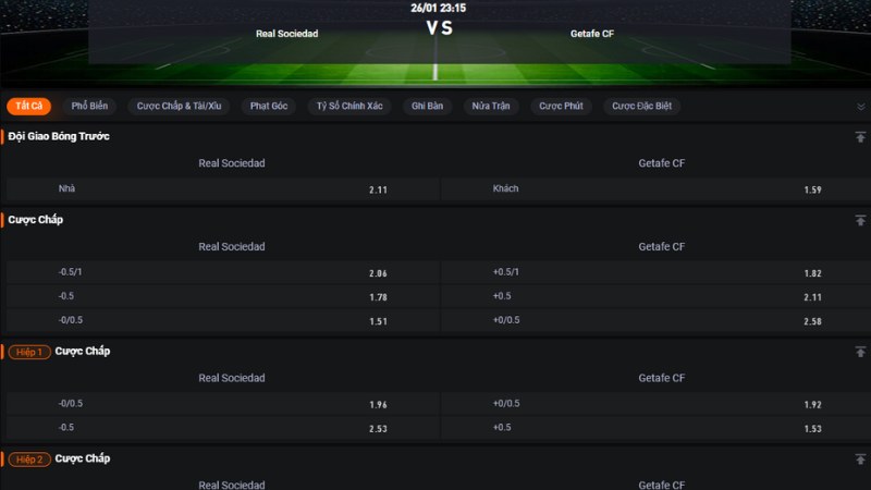 Real Sociedad vs Getafe
