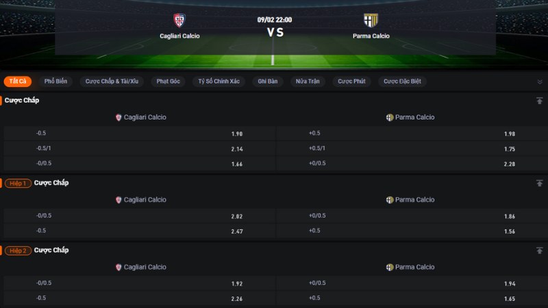 Cagliari vs Parma