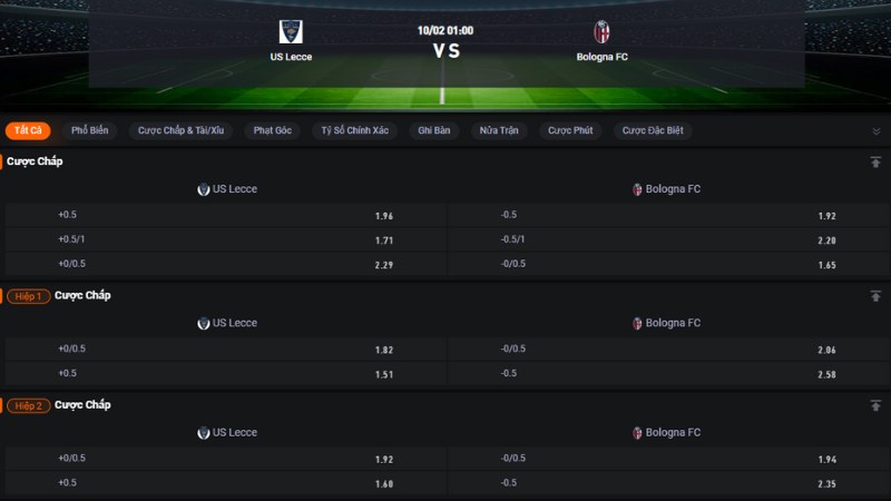 Lecce vs Bologna