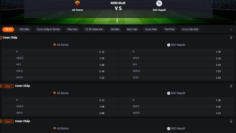 Roma vs Napoli