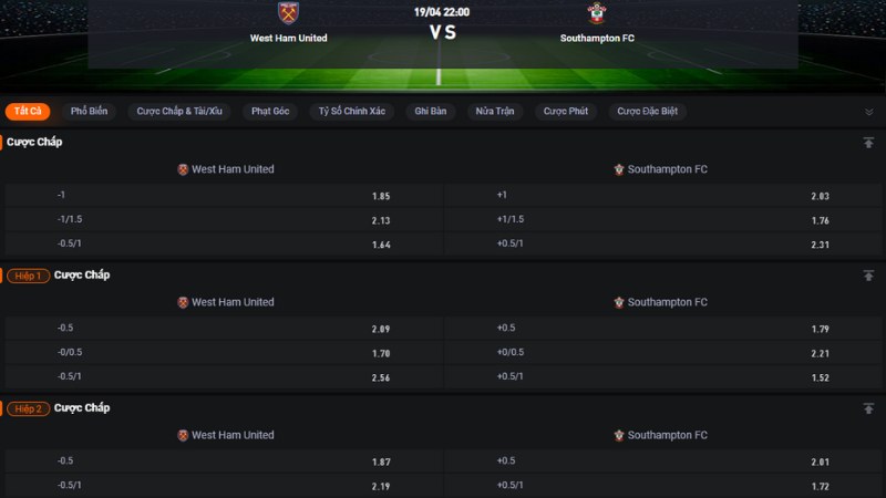 West Ham vs Southampton