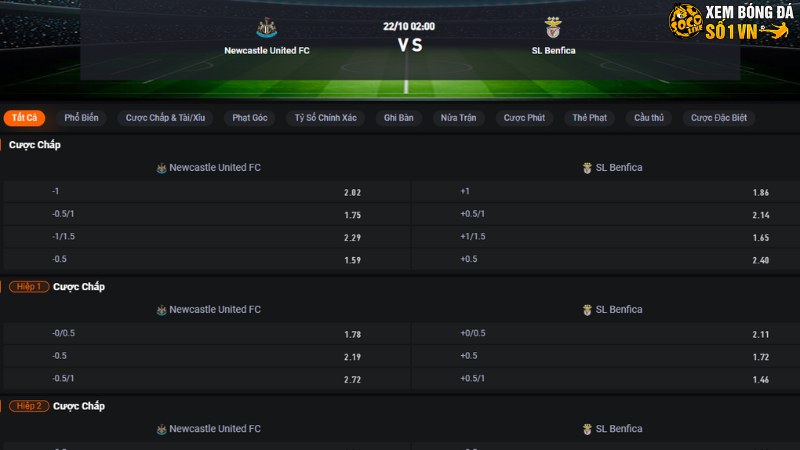 Newcastle vs Benfica