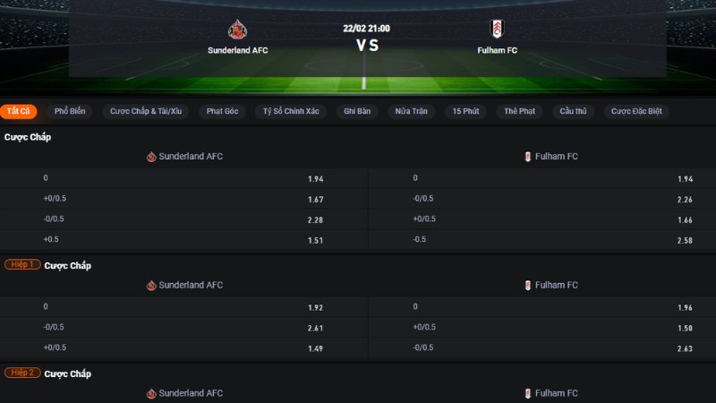 Sunderland vs Fulham